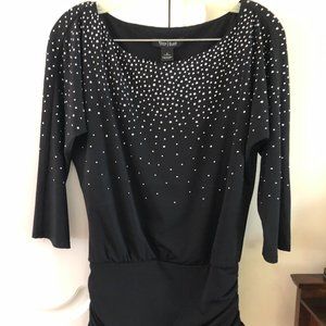WHBM Black & Silver Studded Top